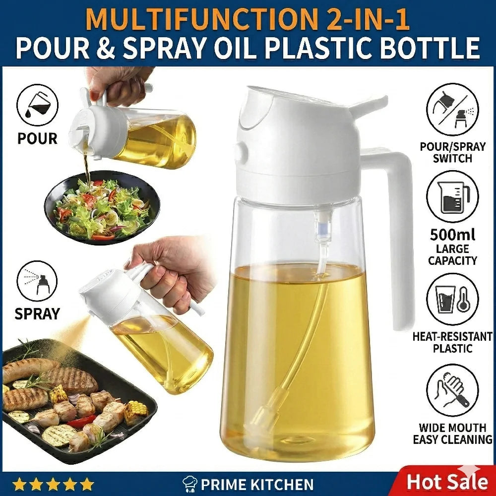 2 in 1 500ml Dispenser Oil Spray for BBQ Roasting Kitchen Spray Bottle Oil Washer Vinegar Soy Sauce Sprayer Containers Washer